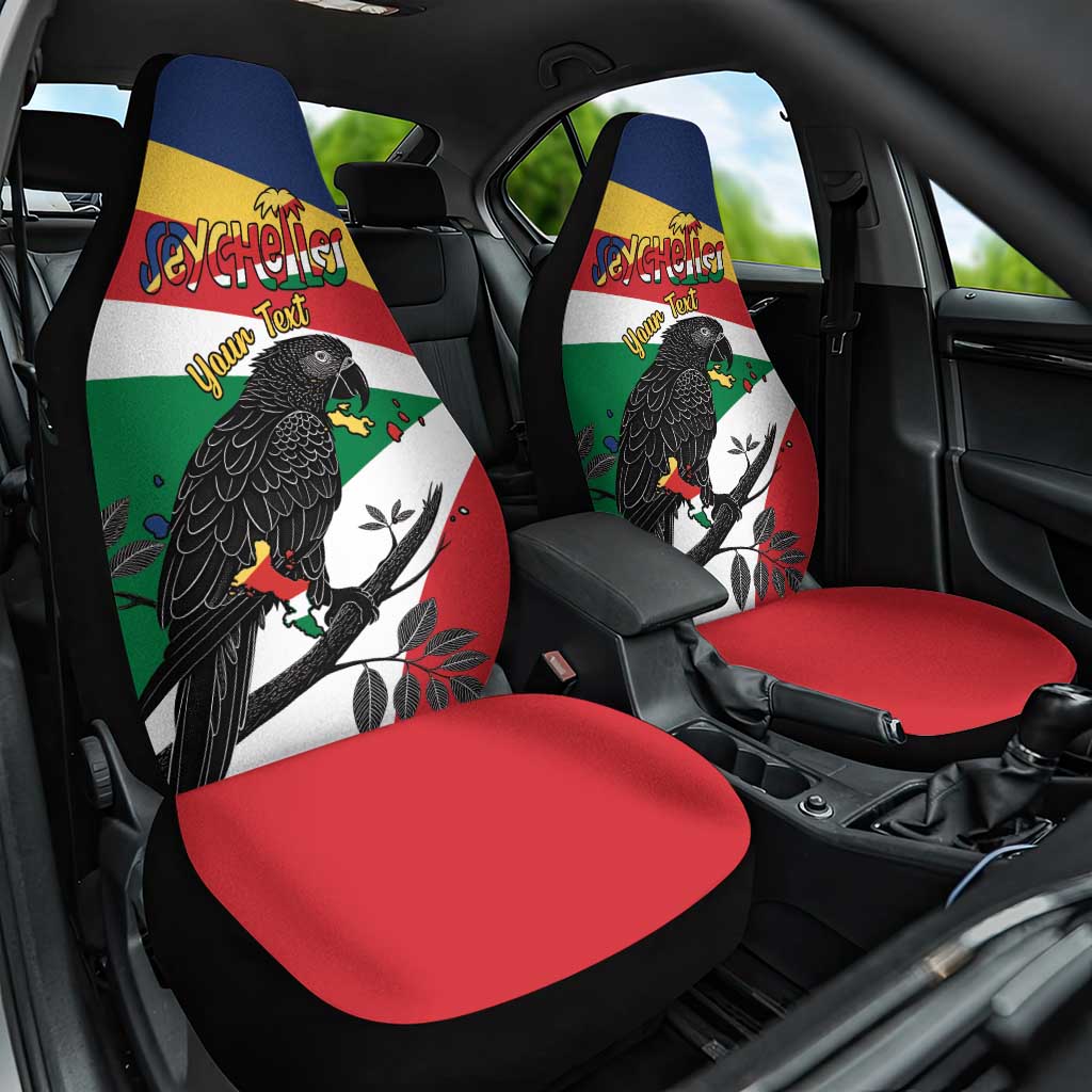 Personalized Happy Seychelles Independence Day Car Seat Cover Black Parrot Coat Of Arms