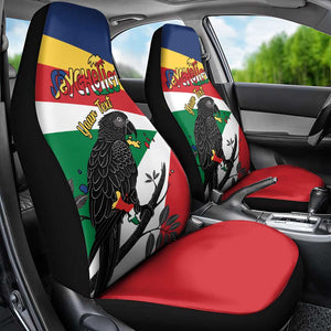 Personalized Happy Seychelles Independence Day Car Seat Cover Black Parrot Coat Of Arms
