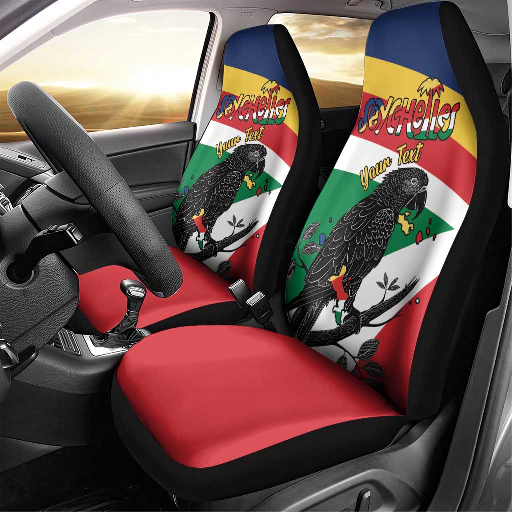 Personalized Happy Seychelles Independence Day Car Seat Cover Black Parrot Coat Of Arms