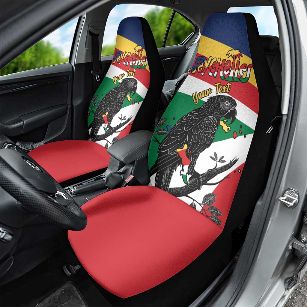 Personalized Happy Seychelles Independence Day Car Seat Cover Black Parrot Coat Of Arms