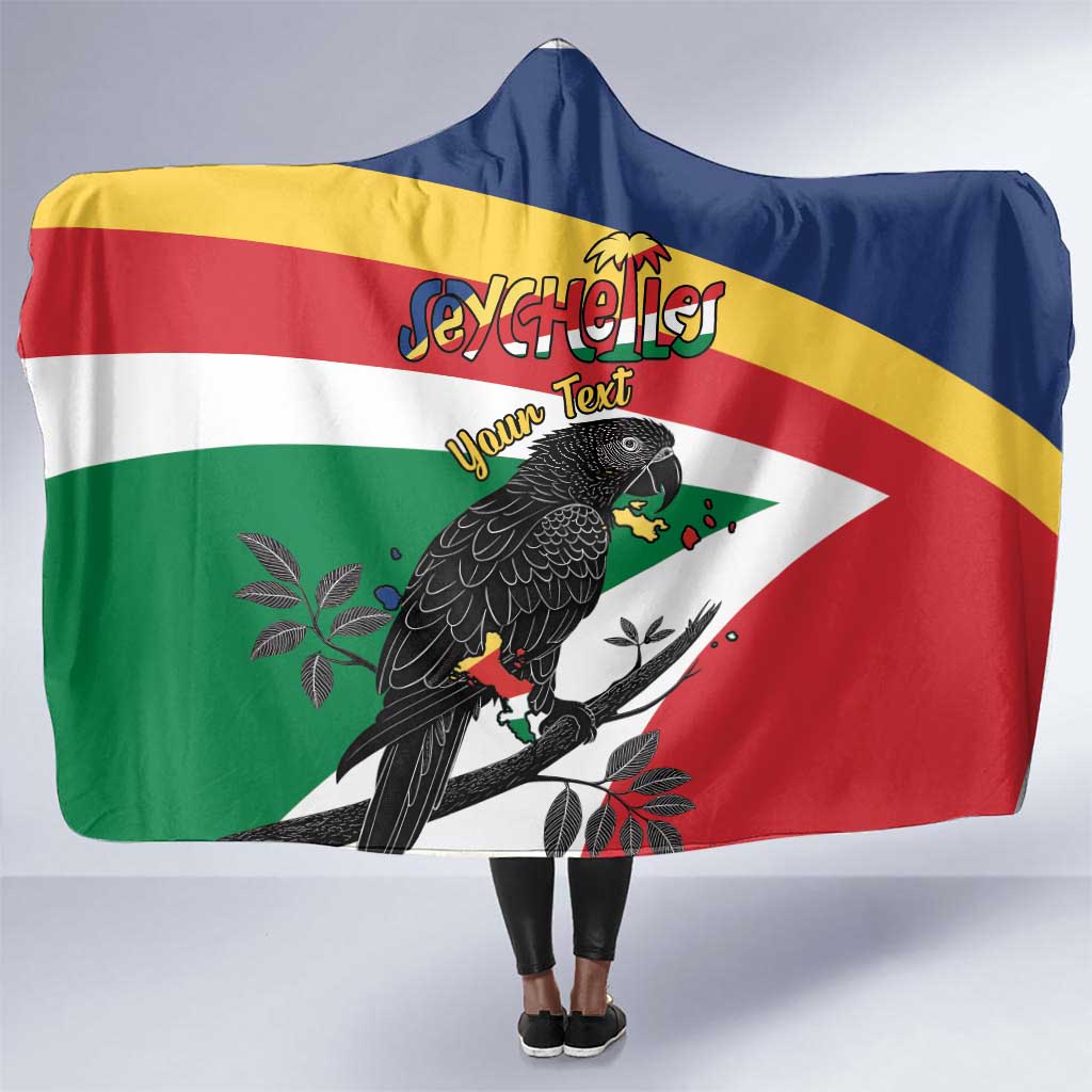 Personalized Happy Seychelles Independence Day Hooded Blanket Black Parrot Coat Of Arms