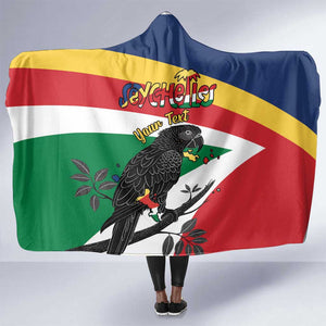 Personalized Happy Seychelles Independence Day Hooded Blanket Black Parrot Coat Of Arms