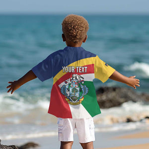 Personalized Happy Seychelles Independence Day Kid Hawaiian Shirt Black Parrot Coat Of Arms