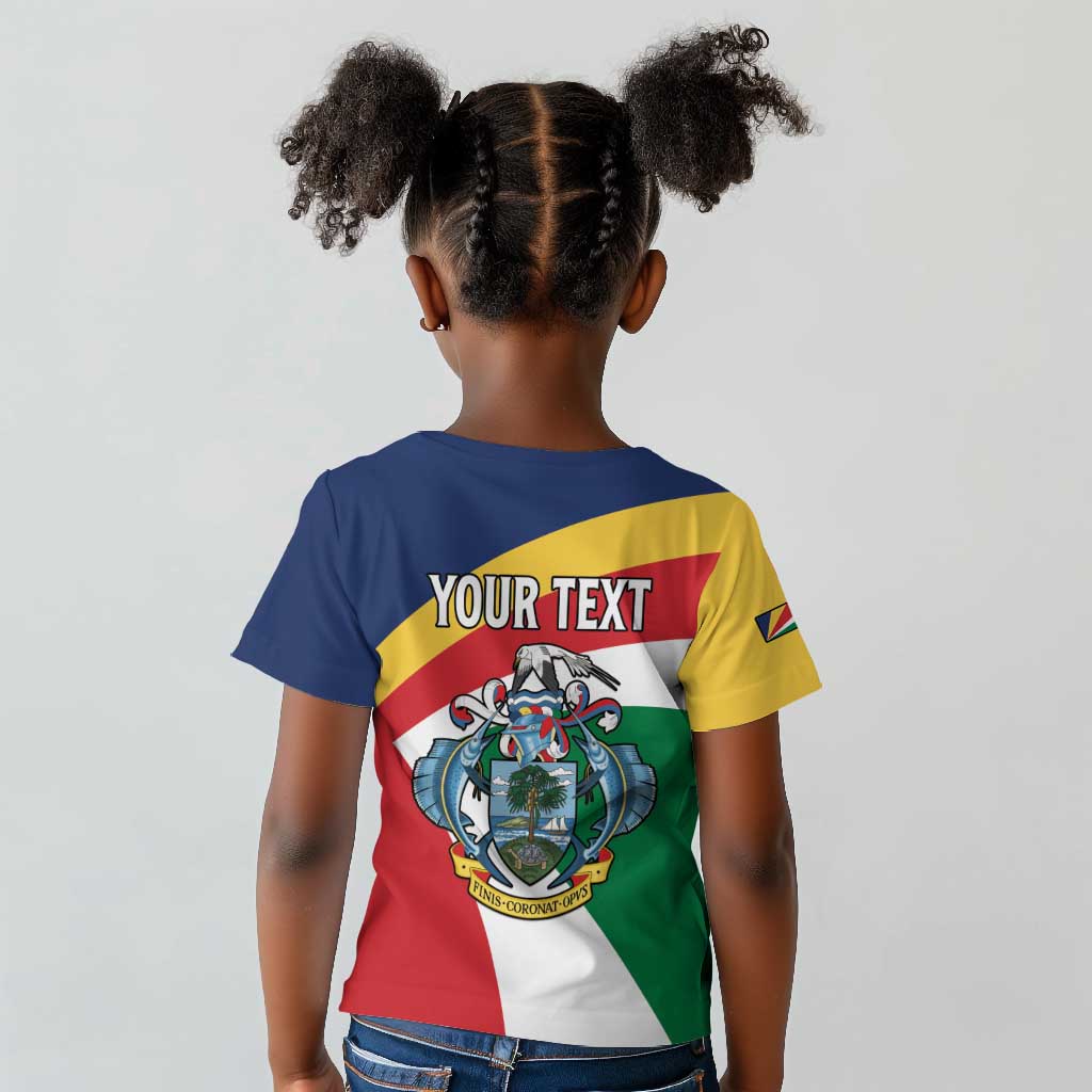 Personalized Happy Seychelles Independence Day Kid T shirt Black Parrot Coat Of Arms