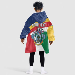 Personalized Happy Seychelles Independence Day Kid Wearable Blanket Hoodie Black Parrot Coat Of Arms