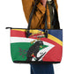 Personalized Happy Seychelles Independence Day Leather Tote Bag Black Parrot Coat Of Arms