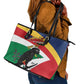 Personalized Happy Seychelles Independence Day Leather Tote Bag Black Parrot Coat Of Arms