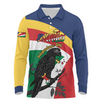 Personalized Happy Seychelles Independence Day Long Sleeve Polo Shirt Black Parrot Coat Of Arms