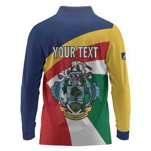 Personalized Happy Seychelles Independence Day Long Sleeve Polo Shirt Black Parrot Coat Of Arms