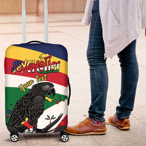 Personalized Happy Seychelles Independence Day Luggage Cover Black Parrot Coat Of Arms