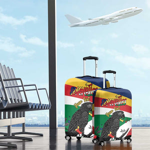 Personalized Happy Seychelles Independence Day Luggage Cover Black Parrot Coat Of Arms