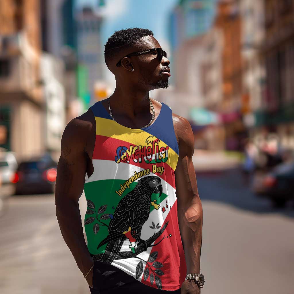 Personalized Happy Seychelles Independence Day Men Tank Top Black Parrot Coat Of Arms