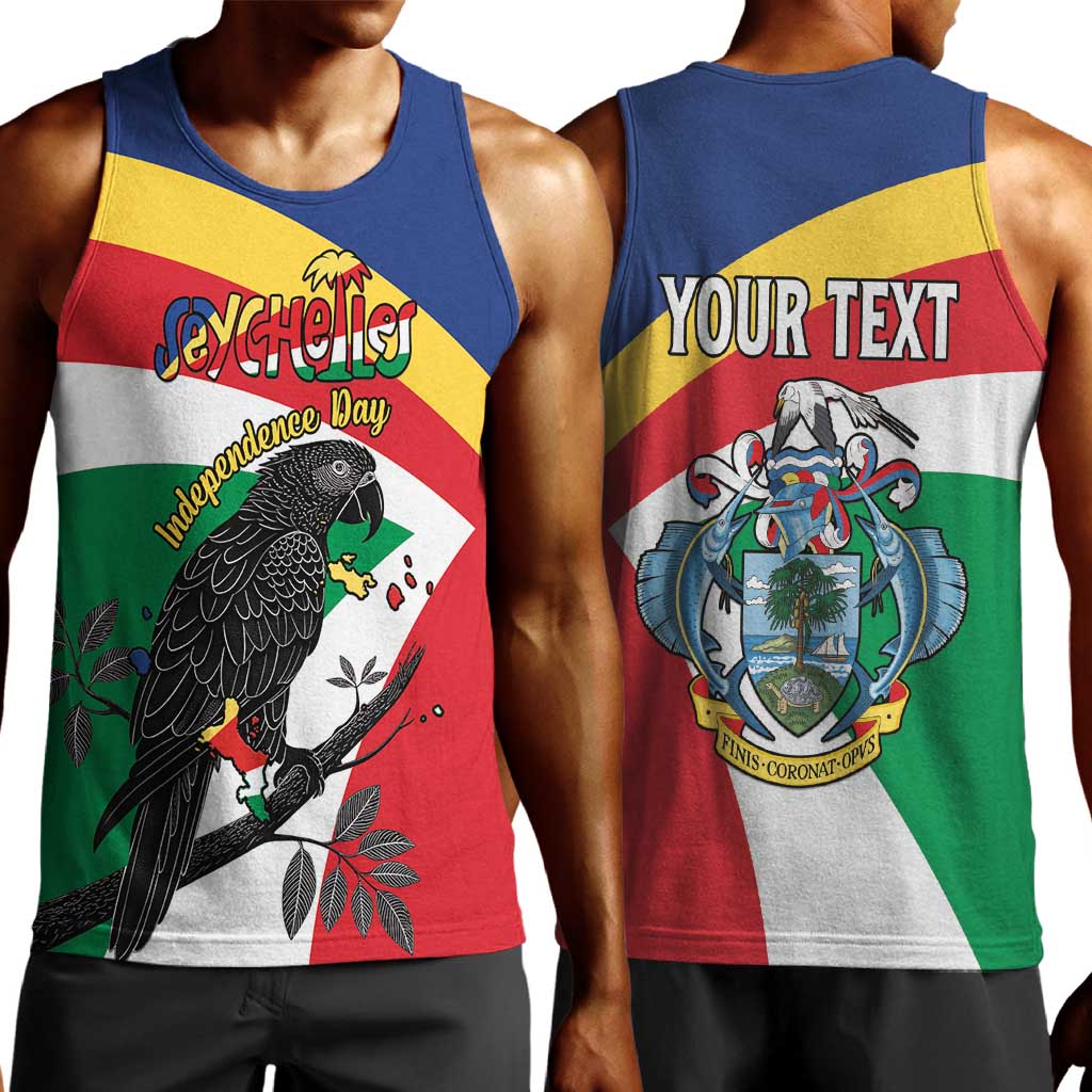 Personalized Happy Seychelles Independence Day Men Tank Top Black Parrot Coat Of Arms