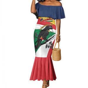 Personalized Happy Seychelles Independence Day Mermaid Dress Black Parrot Coat Of Arms