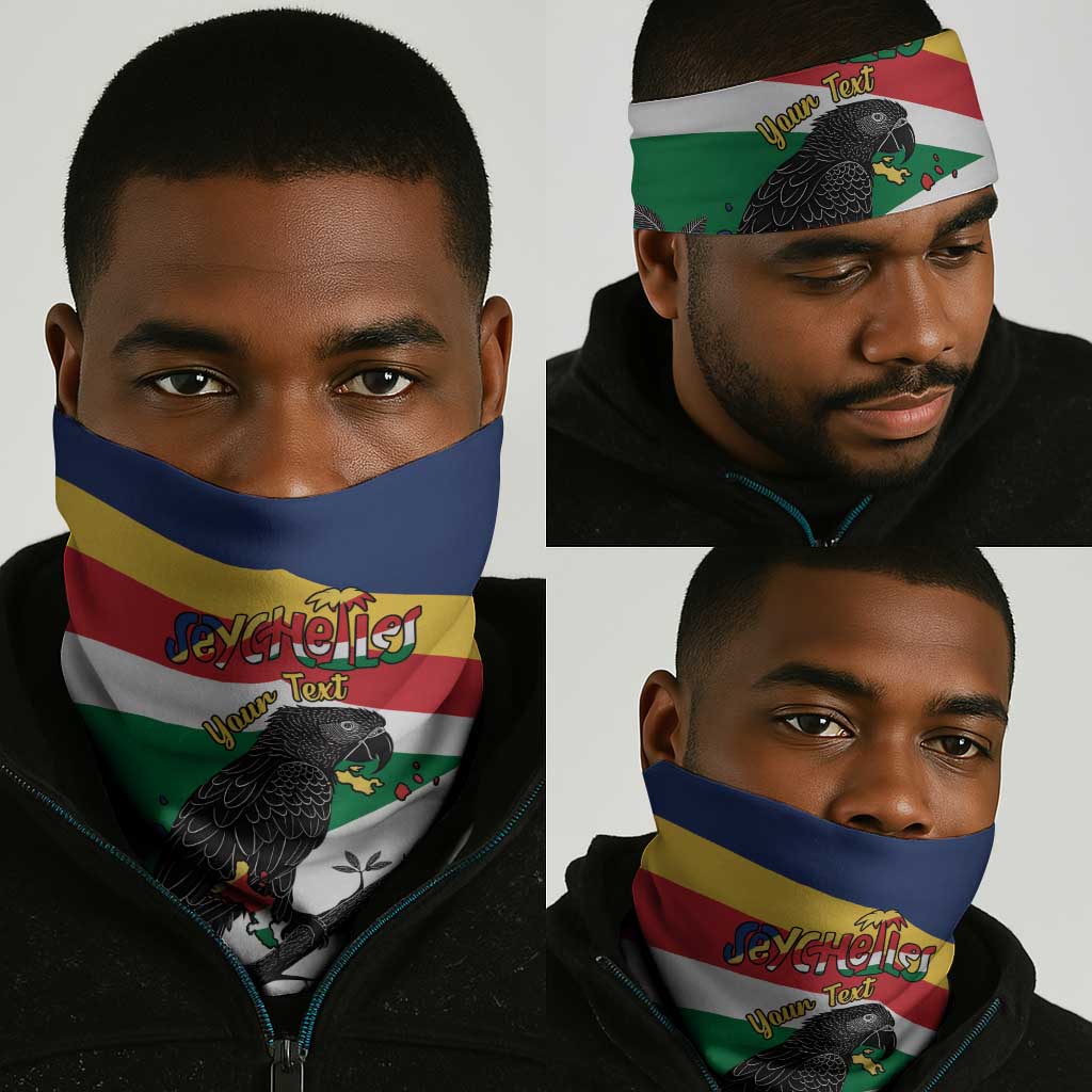 Happy Seychelles Independence Day Neck Gaiter Black Parrot Coat Of Arms - African Pride