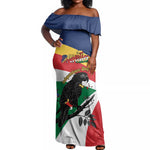 Personalized Happy Seychelles Independence Day Off Shoulder Maxi Dress Black Parrot Coat Of Arms