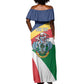 Personalized Happy Seychelles Independence Day Off Shoulder Maxi Dress Black Parrot Coat Of Arms
