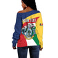 Personalized Happy Seychelles Independence Day Off Shoulder Sweater Black Parrot Coat Of Arms