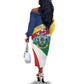 Personalized Happy Seychelles Independence Day Off The Shoulder Long Sleeve Dress Black Parrot Coat Of Arms