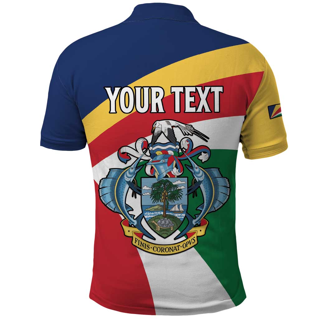 Personalized Happy Seychelles Independence Day Polo Shirt Black Parrot Coat Of Arms