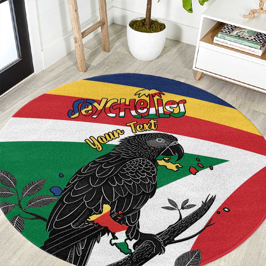 Personalized Happy Seychelles Independence Day Round Carpet Black Parrot Coat Of Arms
