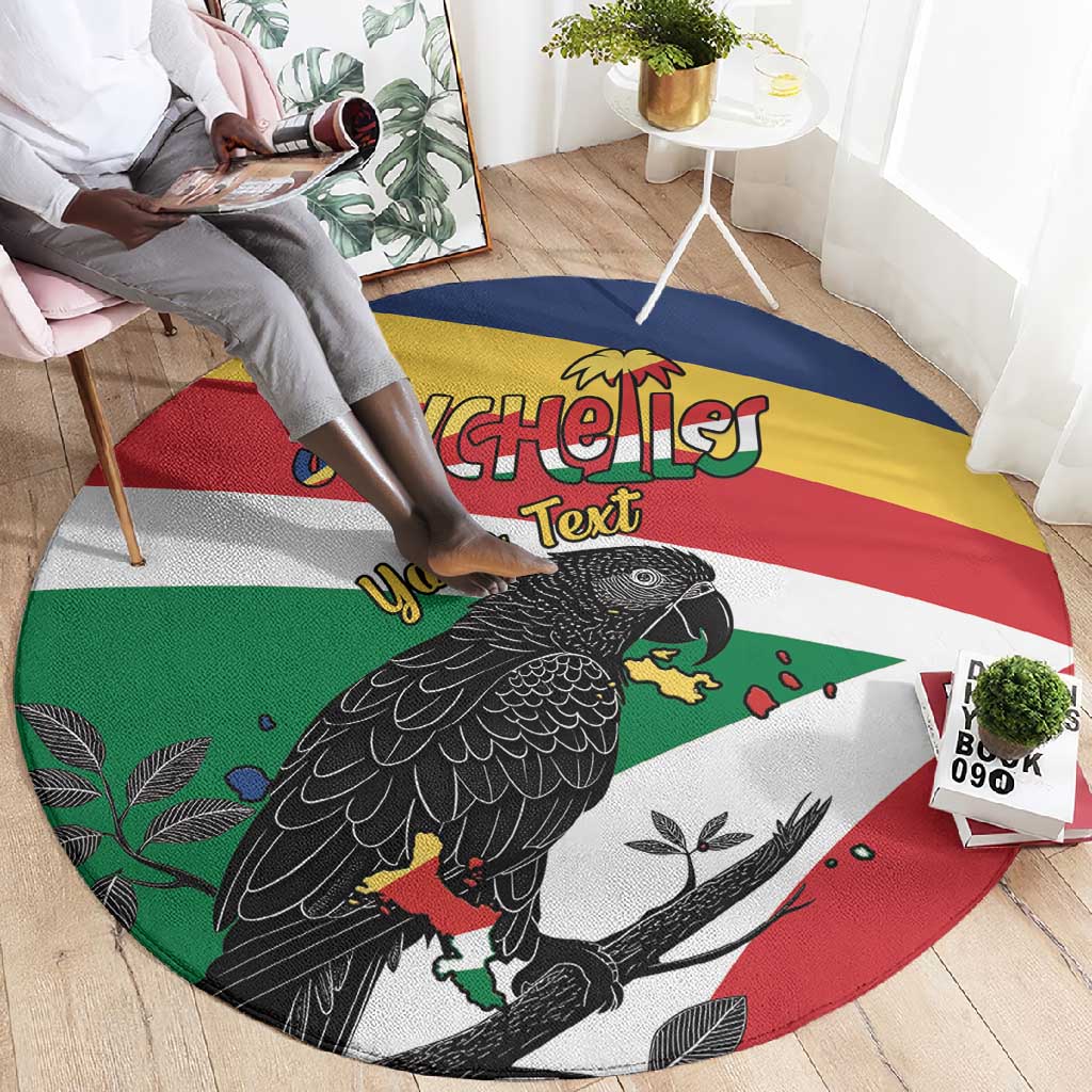 Personalized Happy Seychelles Independence Day Round Carpet Black Parrot Coat Of Arms