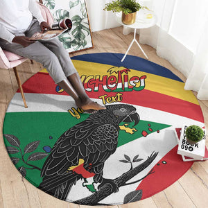 Personalized Happy Seychelles Independence Day Round Carpet Black Parrot Coat Of Arms