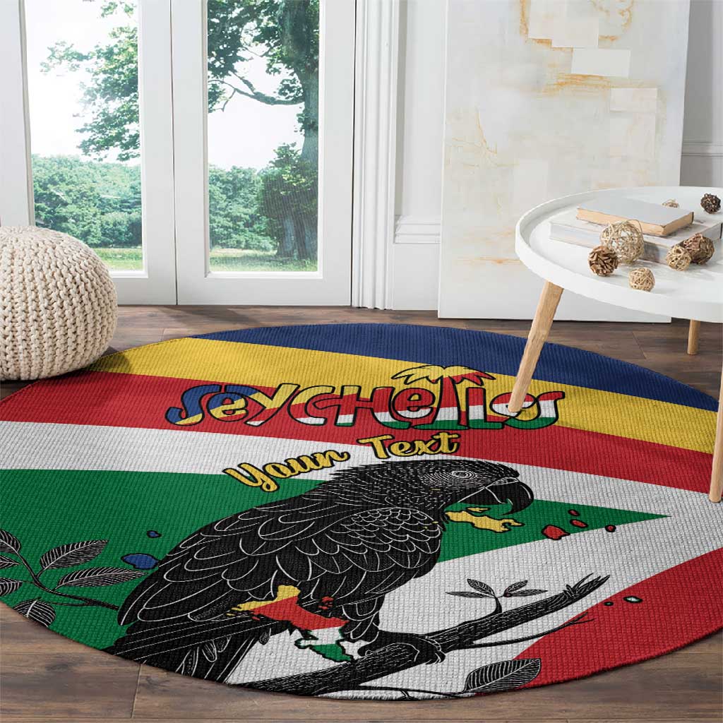 Personalized Happy Seychelles Independence Day Round Carpet Black Parrot Coat Of Arms