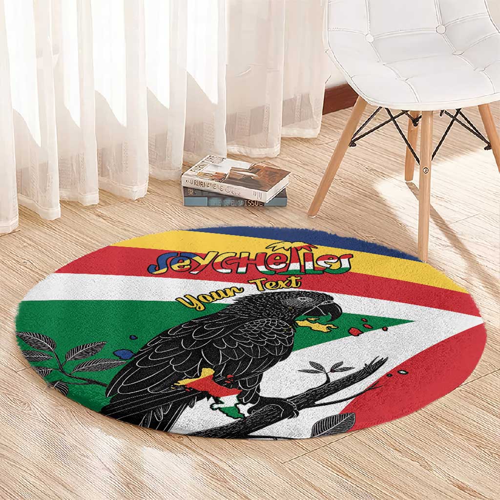 Personalized Happy Seychelles Independence Day Round Carpet Black Parrot Coat Of Arms