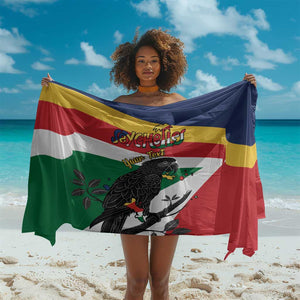 Personalized Happy Seychelles Independence Day Sarong Black Parrot Coat Of Arms