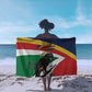 Personalized Happy Seychelles Independence Day Sarong Black Parrot Coat Of Arms