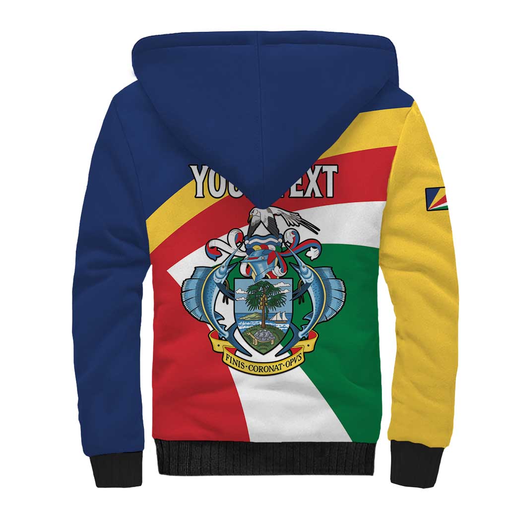 Personalized Happy Seychelles Independence Day Sherpa Hoodie Black Parrot Coat Of Arms