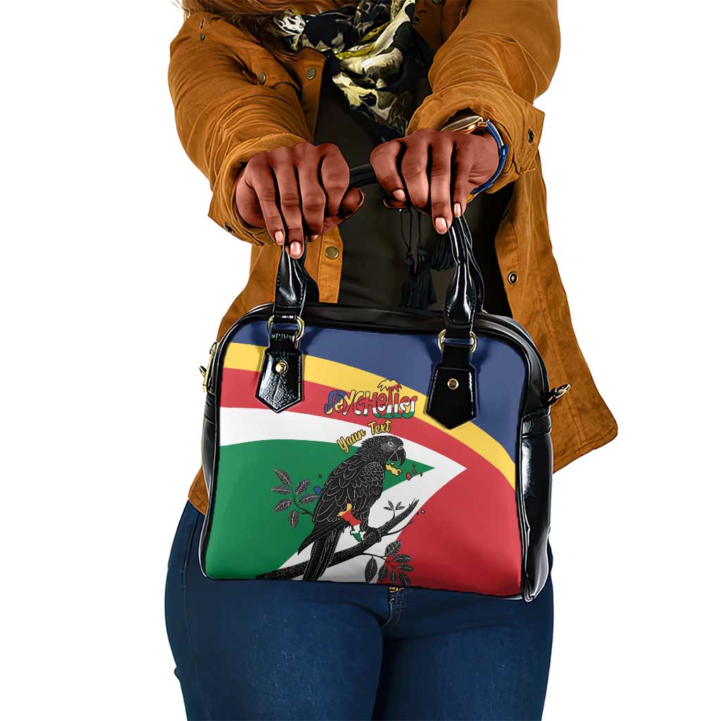 Personalized Happy Seychelles Independence Day Shoulder Handbag Black Parrot Coat Of Arms