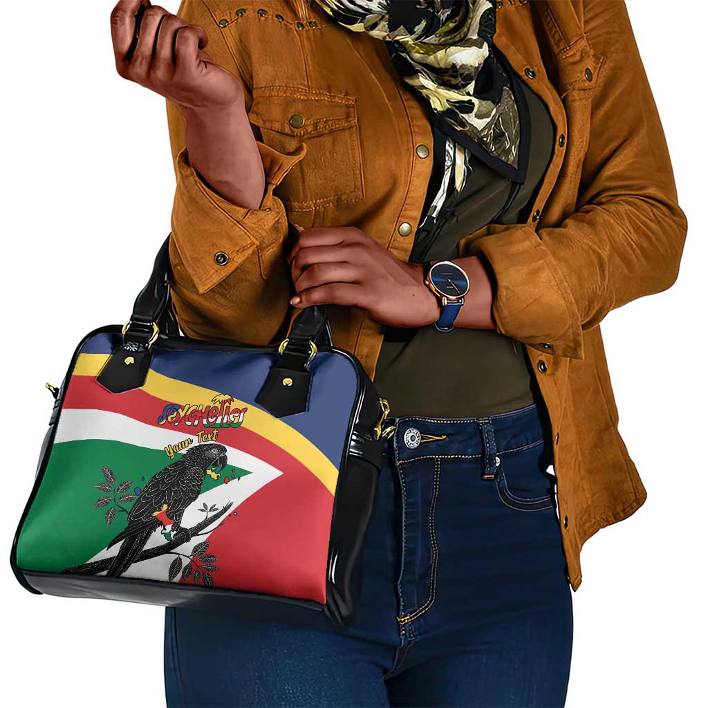 Personalized Happy Seychelles Independence Day Shoulder Handbag Black Parrot Coat Of Arms