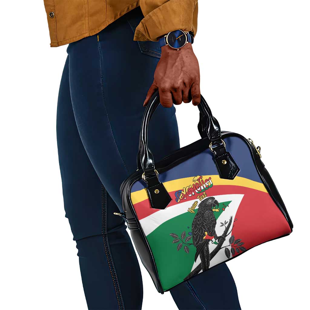 Personalized Happy Seychelles Independence Day Shoulder Handbag Black Parrot Coat Of Arms