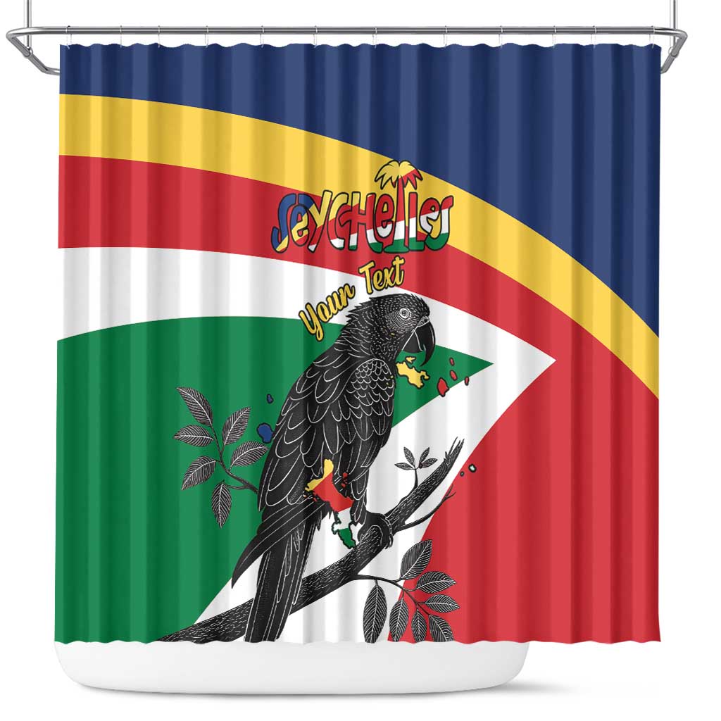 Personalized Happy Seychelles Independence Day Shower Curtain Black Parrot Coat Of Arms