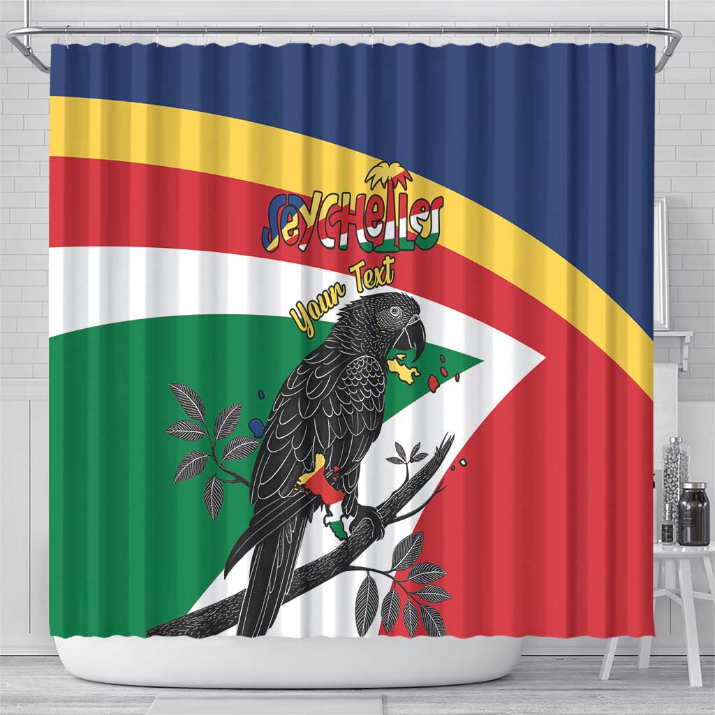 Personalized Happy Seychelles Independence Day Shower Curtain Black Parrot Coat Of Arms