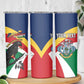 Personalized Happy Seychelles Independence Day Skinny Tumbler Black Parrot Coat Of Arms