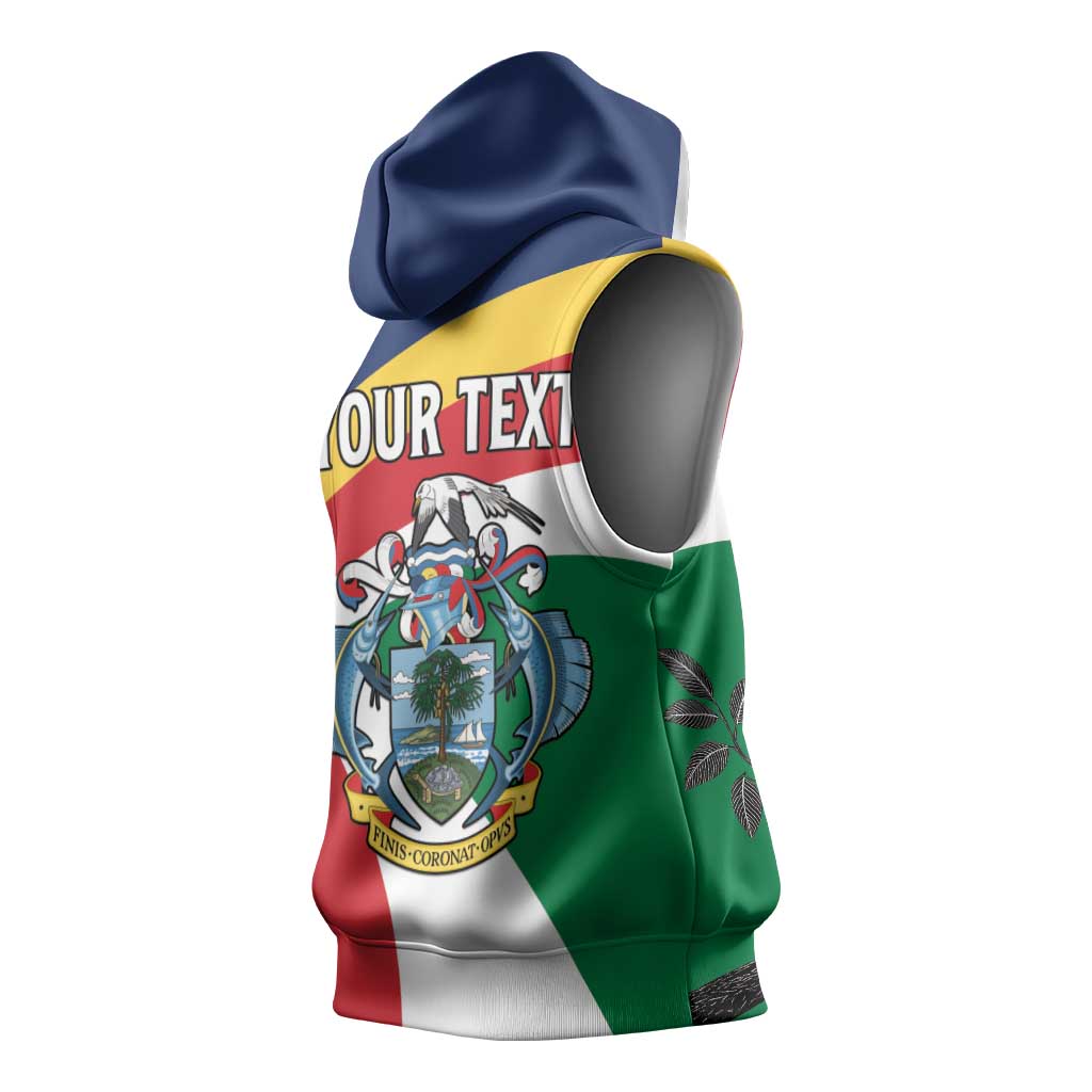 Personalized Happy Seychelles Independence Day Sleeveless Hoodie Black Parrot Coat Of Arms - African Pride