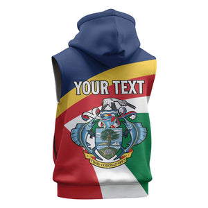 Personalized Happy Seychelles Independence Day Sleeveless Zip Hoodie Black Parrot Coat Of Arms - African Pride