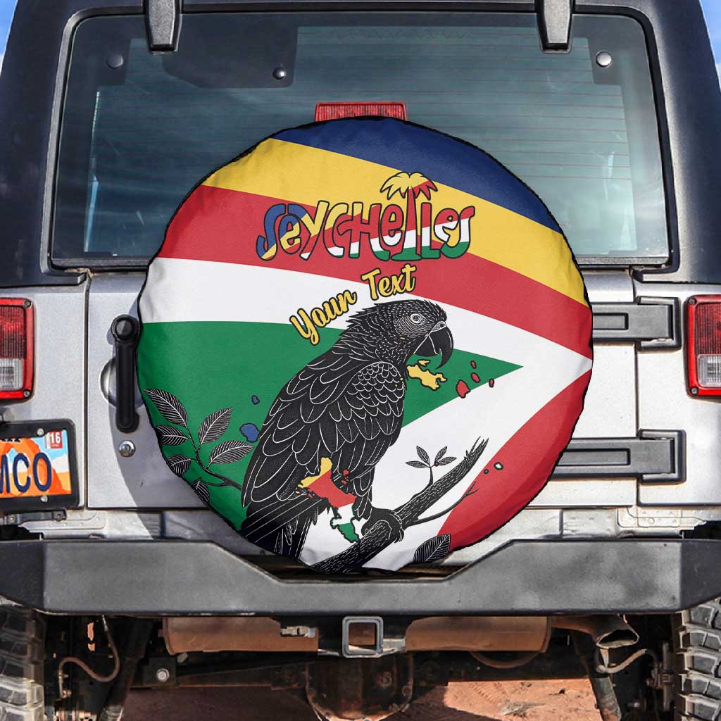 Personalized Happy Seychelles Independence Day Spare Tire Cover Black Parrot Coat Of Arms