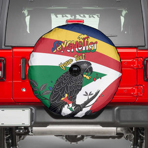 Personalized Happy Seychelles Independence Day Spare Tire Cover Black Parrot Coat Of Arms