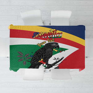 Personalized Happy Seychelles Independence Day Tablecloth Black Parrot Coat Of Arms