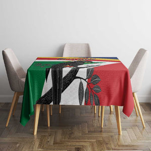 Personalized Happy Seychelles Independence Day Tablecloth Black Parrot Coat Of Arms