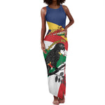Personalized Happy Seychelles Independence Day Tank Maxi Dress Black Parrot Coat Of Arms