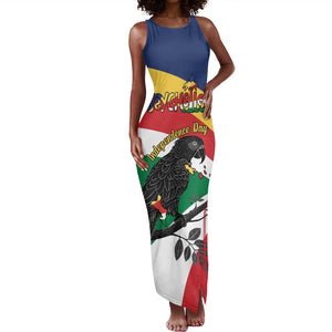 Personalized Happy Seychelles Independence Day Tank Maxi Dress Black Parrot Coat Of Arms