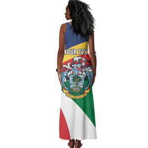 Personalized Happy Seychelles Independence Day Tank Maxi Dress Black Parrot Coat Of Arms