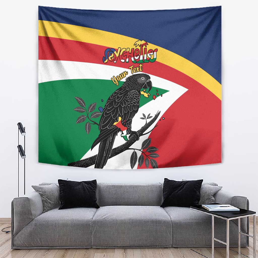 Personalized Happy Seychelles Independence Day Tapestry Black Parrot Coat Of Arms