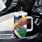 Personalized Happy Seychelles Independence Day Tumbler With Handle Black Parrot Coat Of Arms