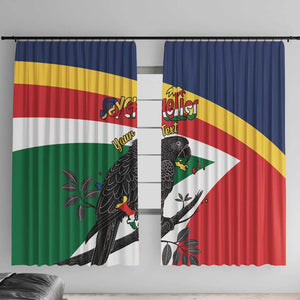 Personalized Happy Seychelles Independence Day Window Curtain Black Parrot Coat Of Arms